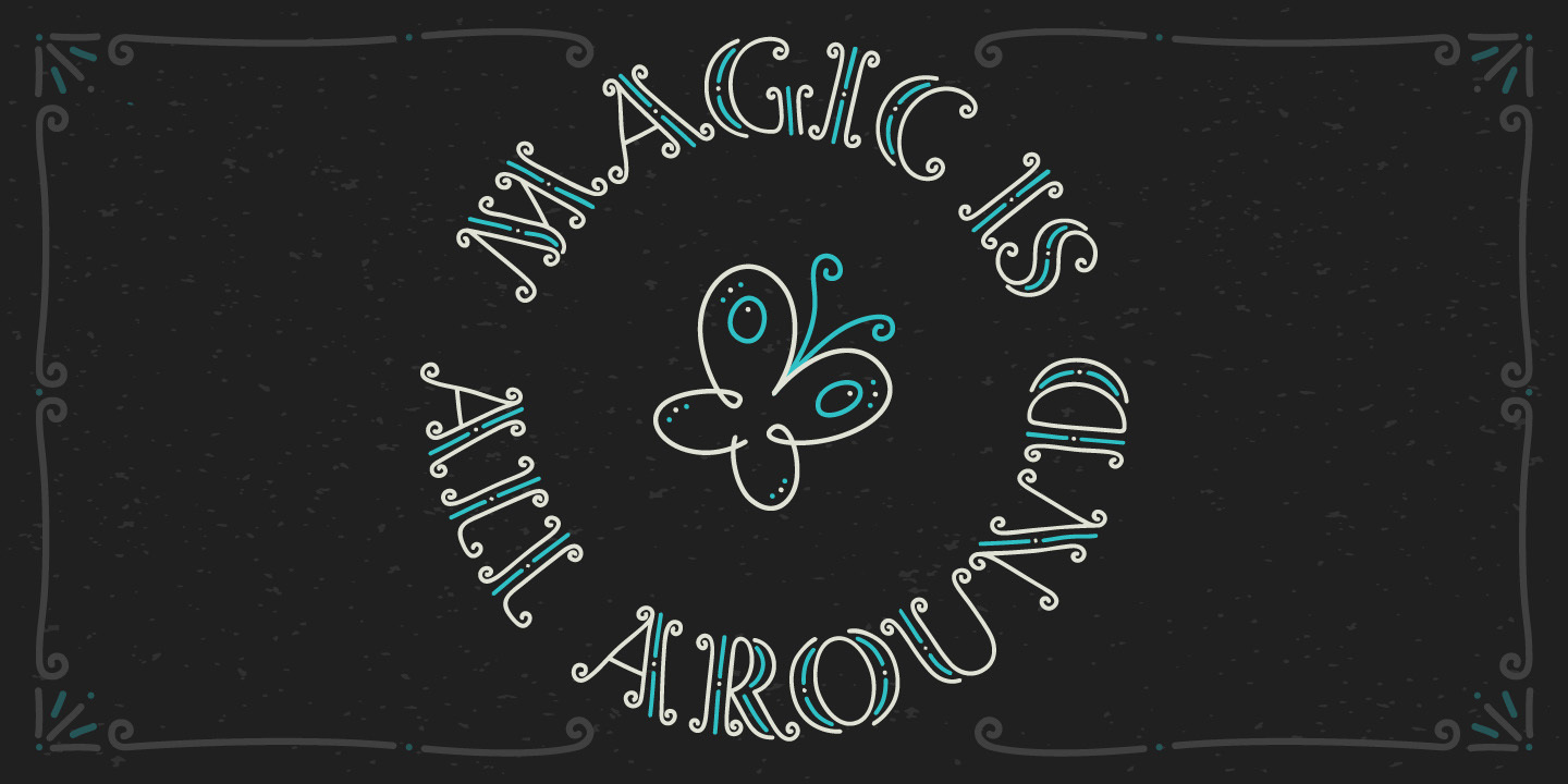 Beispiel einer Magic Curls Regular-Schriftart